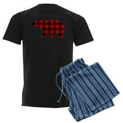CafePress - Lumberjack Buffalo Plaid Bear Men's Dark Pajamas - Men's Dark Loose Fit Cotton Pajama Set
