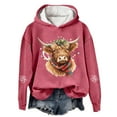 thumbnail image 1 of Chandail à Capuche Imprimé Vache Western Festif pour Femmes Thème Vacances Graphique, 1 of 3