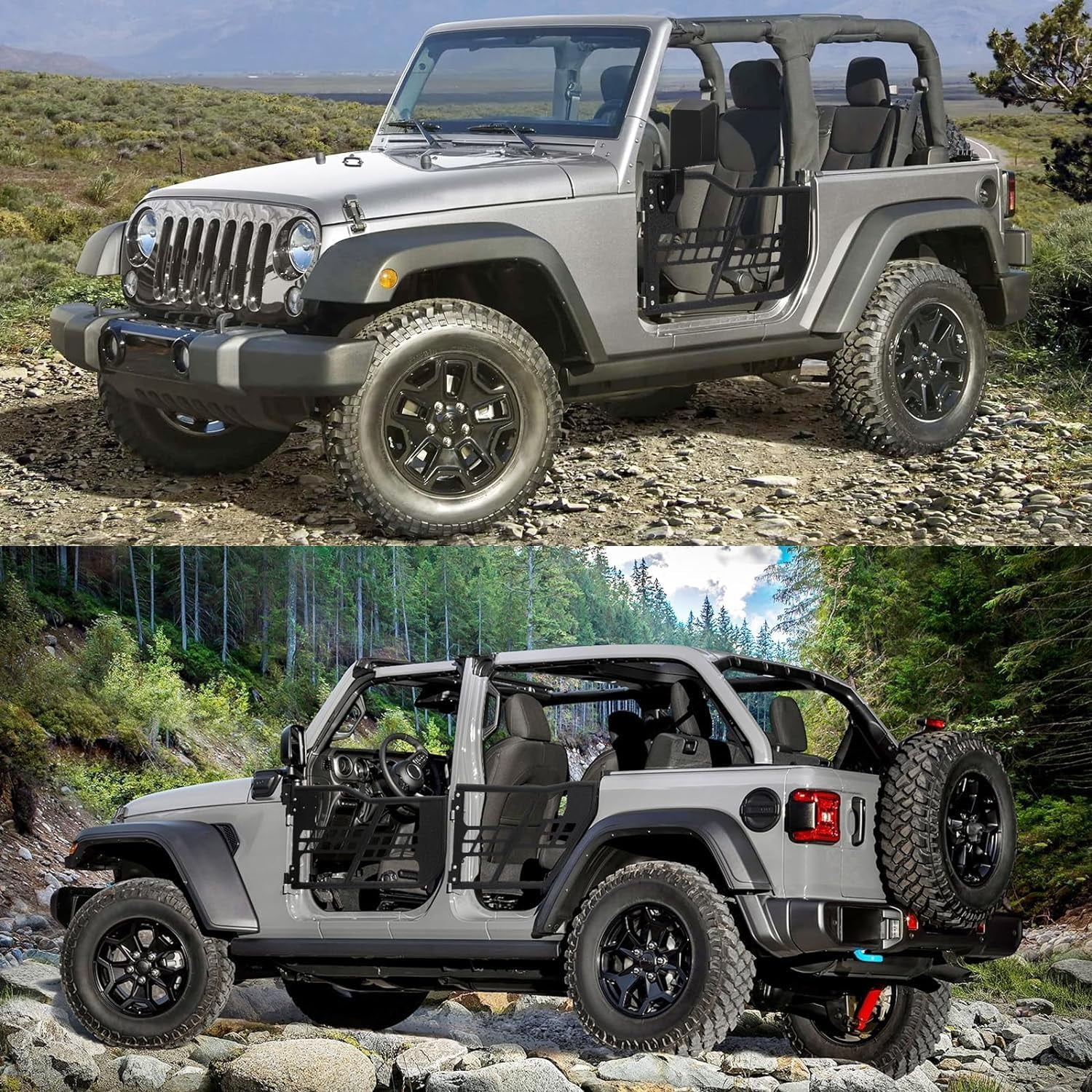 Off-Road SafariTubu larDoors Compatible with Jeep Wrangler JK 2007-2018 (2-Door Only) - Set of 2 Half Tube Doors for Offroad Trail Adventure