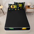 thumbnail image 4 of Homewish Kids Dinosaur Zipper Full Size Comforter Sets with Fitted Sheet and 2 Pillowcases for Boys Girls, Dino Letter O Zipper Bedding Set,4pcs, Black Reversible, 4 of 6