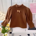 thumbnail image 5 of Asxite Girls Solid Tops Mock Neck Long Puff Sleeve Thick Thermal Cotton Fall Winter Tee 1T, 5 of 7