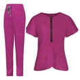 thumbnail image 5 of WULMLEO 2 Piece Scrubs Outfits for Women Short Sleeve Medical Scrub Sets Soft Comfortable V Neck Fashion Nursing Workwear Shirts and Joggers Stretch Working Petite Nurse Uniform Hot Pink XS, 5 of 5