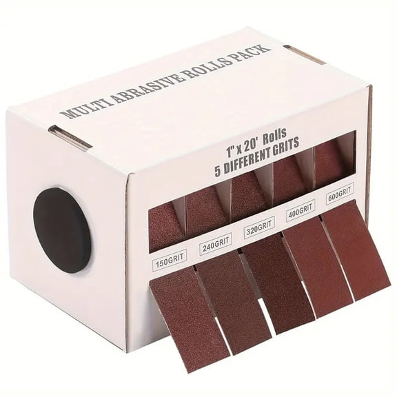 Emery Cloth Sandpaper Roll, 80 150 240 320 400 600 Grits with Dispenser for Metal, Automotive, Furniture & Wood