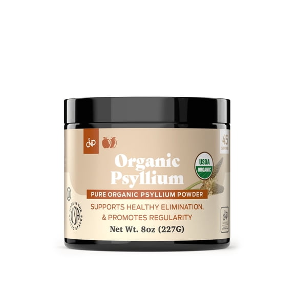 Pure Organic Psyllium Husk Powder Bulk - 8oz (227g) Bulk Organic Whole Unflavored Fiber & Colon Cleanse Psyllium Seed