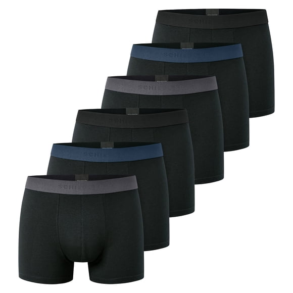 SCHIESSER Bóxers para hombre, paquete de 6 - «95/5», bañadores, algodón elástico, cintura con logotipo Negro 4XL (XXXX-Large)