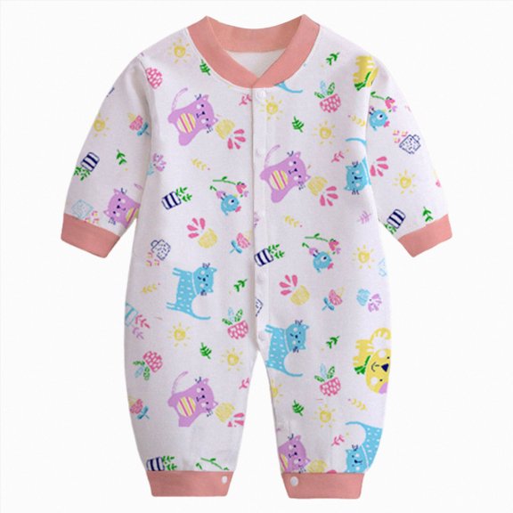 3-6 Months Preemie Sleep & Play One-Piece Bodysuit Newborn Infant Baby Boy Girl Cotton Print Romper Jumpsuit Playsuits Outfits Pink Infant Gift