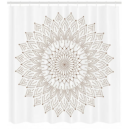 Brown Mandala Shower Curtain Pointillist Style Artwork Of Lace