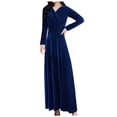 thumbnail image 1 of Vestido largo de terciopelo de manga larga para mujer - Vestido largo ajustado de corte A para fiestas de invierno, tallas M-XXXXL, 1 of 7
