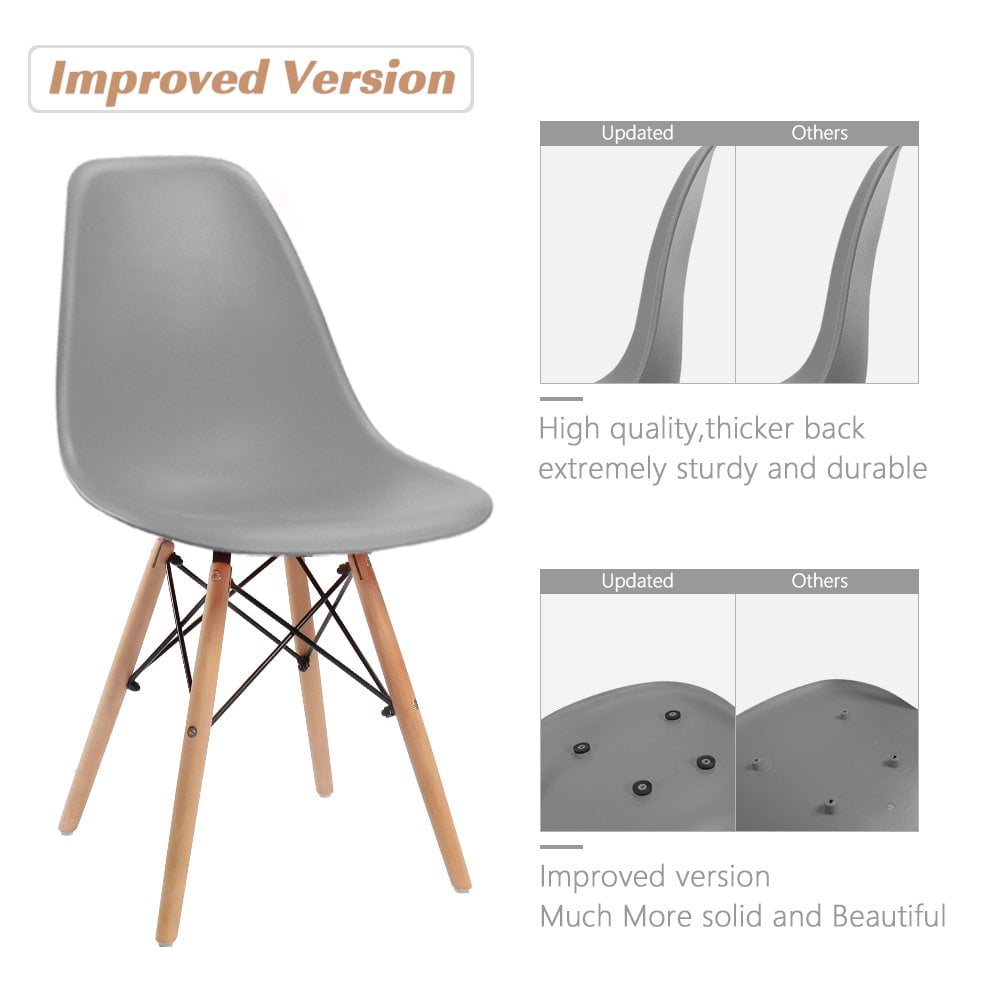 Lacoo Dining Chairs Pre Assembled Modern Style DSW Chair Classic Shell Armless Indoor Kitchen Dining Living Room Side Chairs Set of 4 (Gray)