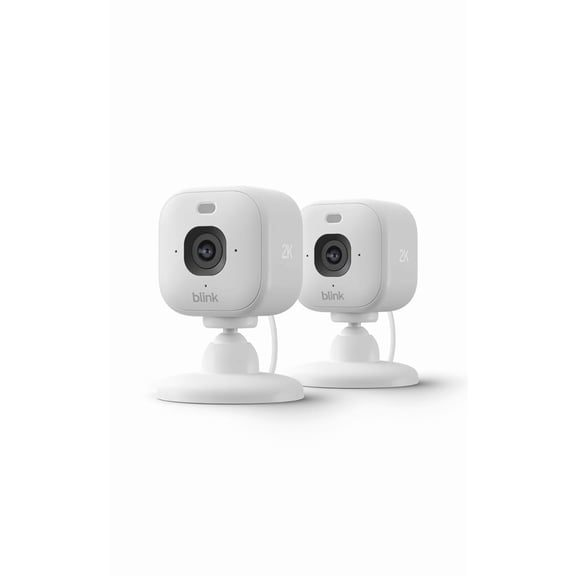 Mini 2K+ (newest model) Plug-in Home & Pet Indoor Security Camera with 2K video resolution, night vision, enhanced audio, motion detection 2 cameras (White)