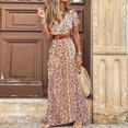 thumbnail image 2 of DYMADE Women Wrap V-Neck Boho Short Sleeve Loose Floral Printed Maxi Dress, 2 of 3