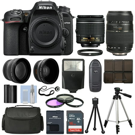 Nikon D7500 DSLR Camera + 4 Lens Kit 18-55mm VR + 70-300mm + 16GB Top Value