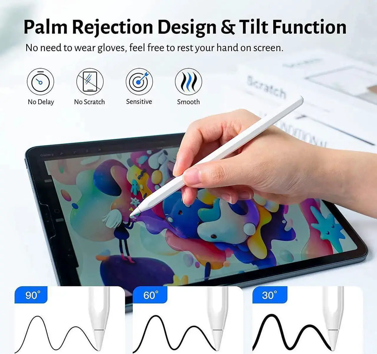 Stylus Pen for iPad with Wireless Charging - Active Apple Pencil Compatible with iPad Pro 11/12.9/13, iPad Air 13/11, iPad 6/7/8/9/10th Gen, iPad Air 3/4/5 Gen, iPad Mini 5/6th Gen