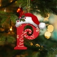 thumbnail image 3 of Luoshdecor 26 Letter Ornaments Christmas Tree Hanging,Cute Xmas Hat Christmas Letter with Gold snowflakes Tree Hanging Decor Xmas Alphabet for DIY Craft Ornaments (P), 3 of 6