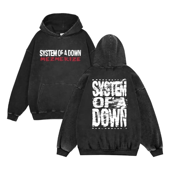 KJCEWSTX washed vintage Band Artwork Rock Band System of A Down Hoodie Iconic Cozy Pullover for Rock Fans