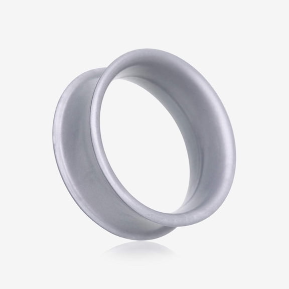 A Pair of Ultra Flexible Metallic Silver Silicone Double Flared Tunnel Plug
