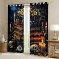 thumbnail image 2 of Manfei Kids Vintage Books Black Out Curtains, Gothic Skeleton Skull Curtains Pack of 2 (42x63 Each), Western Mid Century Bedroom Curtains, Curtains and Drapes Decor, 2 of 5