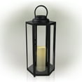 thumbnail image 3 of Alpine Corporation 18" Iron Hexagonal Candle LED Light Lantern, Black, 3 of 14