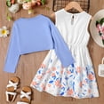 thumbnail image 3 of PatPat 2 Pieces Kid Girl Outfits Solid Cardigan and Floral Tank Dress Set Size 5-12, 3 of 6