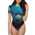 thumbnail image 1 of Fotbe Neon Cyberpunk Blue Bear Body de Mujer con Cuello Redondo y Mangas Cortas, Sin Mangas Ajustado, Suave, Cómodo y Básico-Large, 1 of 7
