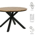 thumbnail image 3 of Mellie Outdoor Acacia Wood Circular Dining Table, Teak and Black, 3 of 10