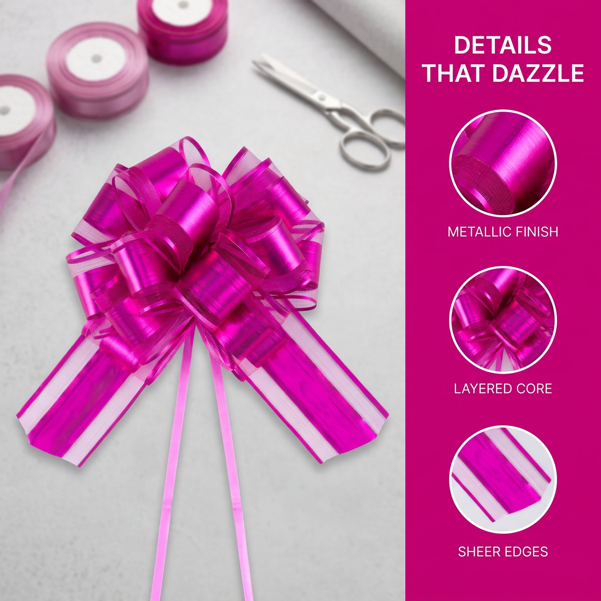 Unique Bargains Elegant Multi-Layered Star Bows for Gift Wrapping and Decoration Rose Red