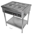 thumbnail image 3 of GELUOXI 4-Pan Commercial Food Warmer, 4 x 1/2 Pans Electric Steam Table, 1500W Professional Buffet Catering Food Warmer with Shield Undershelf Wheels, Stainless Steel Server for Party Restaurant, 3 of 9