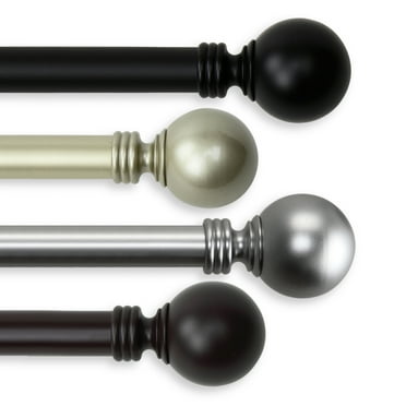1" Dia Adjustable 28"-48" Curtain Rod with Amirah Finials - Black,(100-01-282)