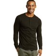 thumbnail image 2 of Men's Cotton Crew Neck Long Sleeve Henley Shirt/T Shirts, Black S, 1 Pack, 2 of 3