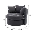 thumbnail image 7 of Barrel Chair, Modern Swivel Accent Chair Sofa Barrel Chair with 3 Pillows, Oversized Linen Upholstered 360° Swivel Round Leisure Chair with Metal Base, Accent Lounge Swivel Chair for Living Room, 7 of 7