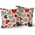 thumbnail image 2 of Valentines Pillow Covers 16x16 Set of 2 Red Black Buffalo Plaid Polka Dot Stripes Love Heart Print Decorative Throw Pillows Rustic Valentine Day Themed Pillow Cases Decor for Couch Sofa Bed, 2 of 6