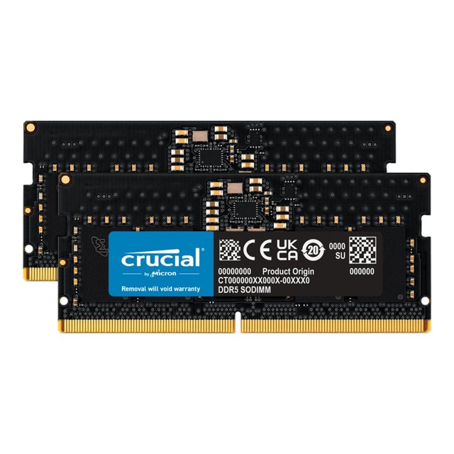 Crucial - DDR5 - kit - 16 GB: 2 x 8 GB - SO-DIMM 262-pin - 5600 MHz / PC5-44800 - CL46 - 1.1 V - on-die ECC - black
