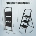 thumbnail image 4 of SZHLUX 3 Step Ladder, Foldable Steel with Wide Anti-Slip Pedals and Convenient Handgrip, Black, 4 of 7