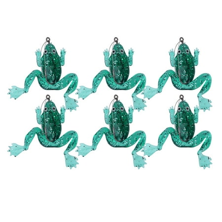 Sarapandan 6PCS Soft Plastic Fishing Lures Set for Outdoor Use Cyan Realistic Frog Design