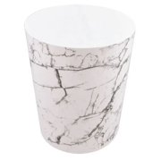 5-Gallon Plastic Trash Can – White Marble Wastebasket for Office, Bedroom, or Bathroom – Stylish and Durable
