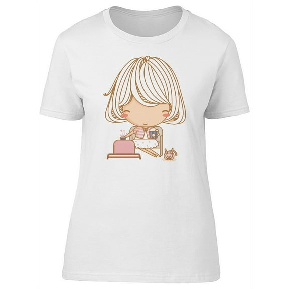 Cute Girl Watching Television Tee Women's -Image by Shutterstock