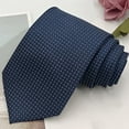 thumbnail image 2 of Xfvqtps Tie for Men Classic Neckties Solid Color Grid Polka Dot 3.15" for Formal Dress Business Blue, 2 of 4