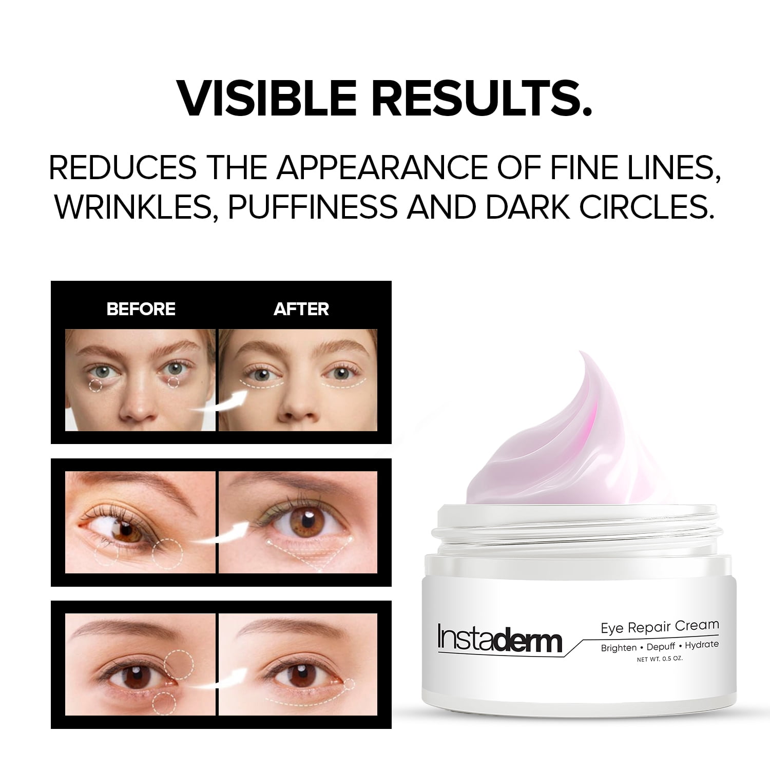 Eye Repair Cream–Reduces the Appearance of Dark Circles, Puffiness, Under Eye Bags, Fine Lines & Wrinkle, Anti-Aging Formula with Niacinamide Visibly Smooth, Brighten, & Hydrate Skin.