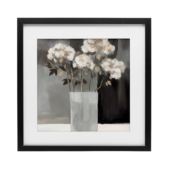Stupell Industries Vase of Grace on Grey Black Framed Print Under Glass design by Mona Grace, 13 x 13