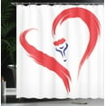 thumbnail image 4 of Ambesonne Love Shower Curtain, Brush Drawing Heart Sign, 69"Wx84"L, Red Blue White, 4 of 5