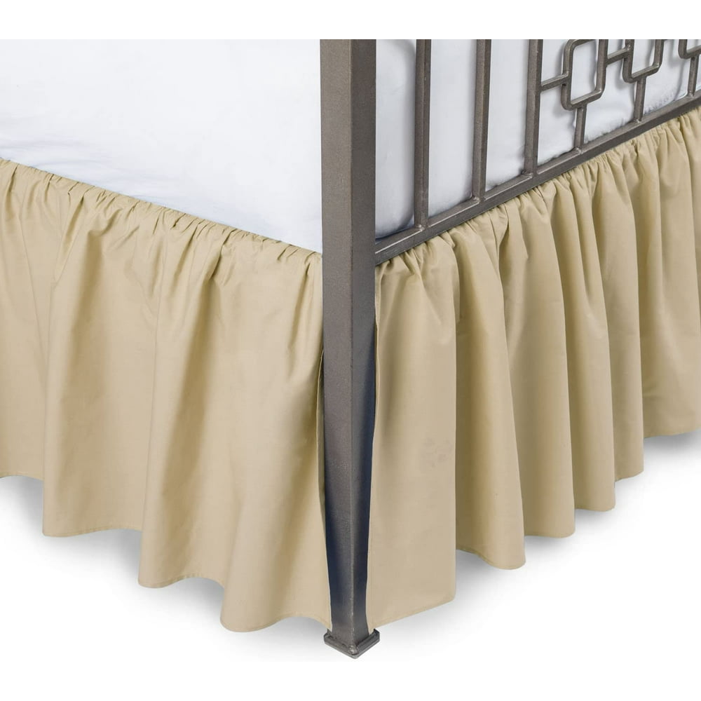 Ruffled Bed Skirt with Split Corners Day Bed, Stone, 14" Drop