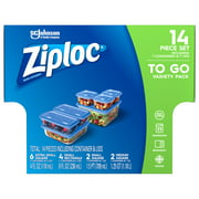 Ziploc Brand Container with One Press Seal, To Go Variety Pack, 14 ct