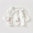 thumbnail image 2 of Zwiiyzr Long Sleeve Side-Snap Kimono Tops Newborn for Infant Boys Girls Unisex Summer Fall Cotton Baby Clothes 0-3 Months White, 2 of 3