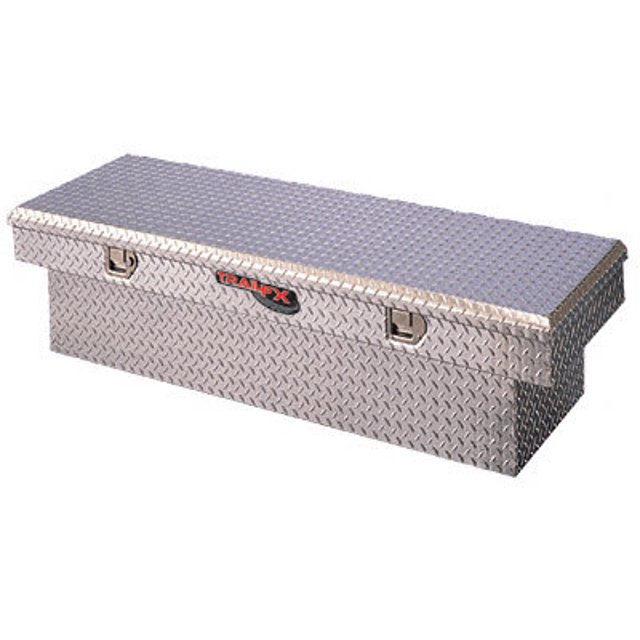 TrailFX Boîte à Outils 110721 Couvercle Simple TFX; Standard Crossover; Couvercle Simple avec Supports; Motif Diamant; Lumineux; Aluminium Poli 16 Gauge; Capacité 9.0 Pieds Cubes; avec Plateau en Plastique