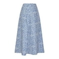 thumbnail image 6 of Women's Boho Floral High Waist Split Midi Skirt, Summer Flowy A-Line Beach Midi Wrap Skirts Light Blue S, 6 of 9