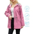 thumbnail image 3 of Hanerdun Women Rain Coats Hooded Jacket Female Zipper Pocket Rainwear Pink M, 3 of 6