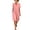 Pink, variant on AKOEE Women's Summer Dress Cotton Linen Pleated V Neck Boho Beach Knee Length Short Dress with Pockets (2XL, Purple)