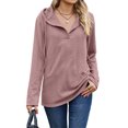 thumbnail image 3 of QAFOPEH Women V Neck Long Sleeve Drawstring Hooded Textured Loose Pullover Top, 3 of 5