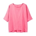 thumbnail image 2 of WCJM Women's Summer Short Sleeve Tee Distressed Ripped Crop T-Shirt Tops Women's Short Sleeve T-Shirt Loose Button Shirt Top Stand Solid Color Sleeve Collar Casual Women's Shirt Women's Shirt, 2 of 7