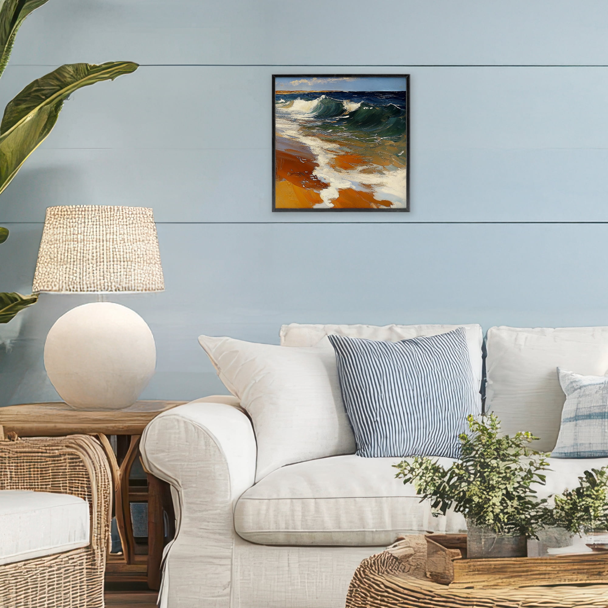 Stupell Industries Glassy Ocean Waves Break Black Framed Giclee Art, design by Walker Noble